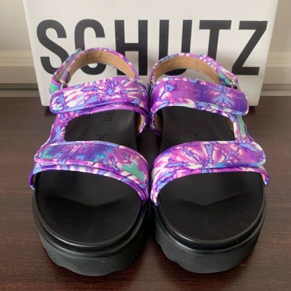 Schutz dariana platform tie due  leather sandal size 6 in purple - Picture 7 of 14